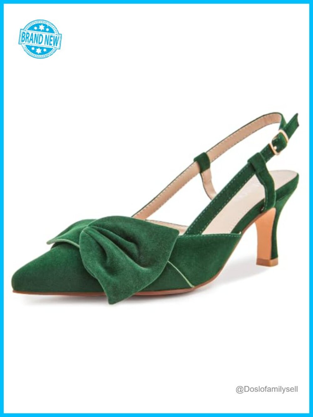 Women's Bow Slingback Kitten Heels Pointed Toe Dress Pumps